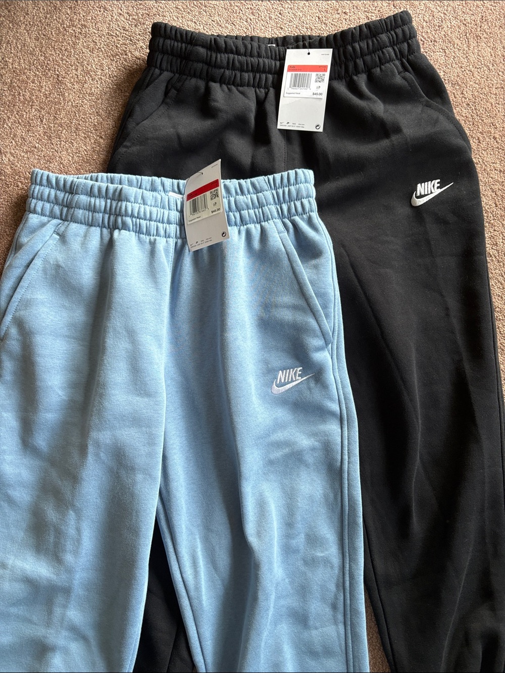 Nike Kids Boys lot set bundle of 2 fleece lined jogger sweatpants size large NWT